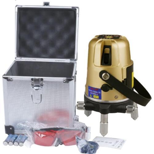 AK696D 5 lines 9 Points Red Laser Level 360 Degree Rotary Cross Line Mode and Tilt Mode Measuring Tools for Outdoor Construction