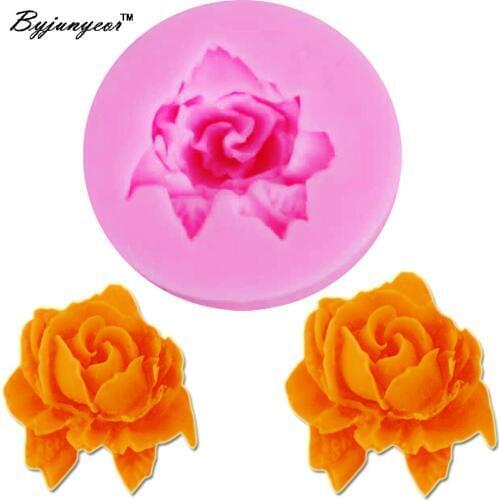 Byjunyeor M507 Rose Epoxy UV Resin Chocolate Candy Jello Silicone Mold Mould Cake Tools Bakeware Pastry Bar Soap Mold 4.2*1.7CM