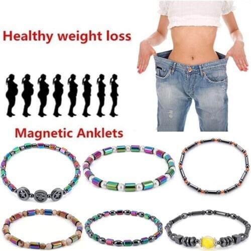 Anti-Fatigue Magnetic Therapy Earrings Bracelets Weight Loss Bracelet Hematite Round Beads Stretch Bracelet For Men And Women
