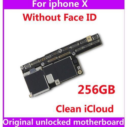 Clean iCloud mainboard for iphone X without Face ID Full unlocked motherboard with IOS system 256GB Original logic board+chips