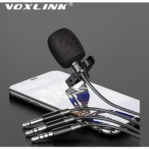 VOXLINK Microphone 3.5mm mini 3 in 1 Portable Lapel Lavalier Condenser Mic for DVD Radio Auto iPad Android Smartphone DSLRCamera