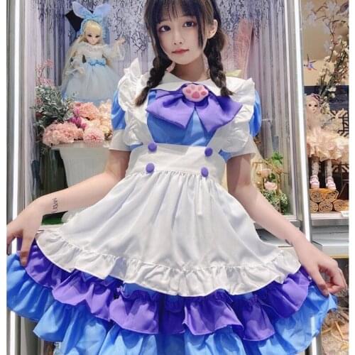 Cute Cat Girl Maid Costume Womens Sexy Lingerie Dress Gothic Lolita Clothing Japanese Kawaii Cafe Uniform Halloween Maid Outfits