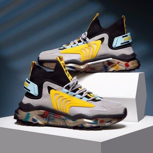 Fashion Classic Men Sneakers Spring Breathable Running Shoes for Men Graffiti Sport Shoes High-top Mesh Walking Jogging Shoes 46