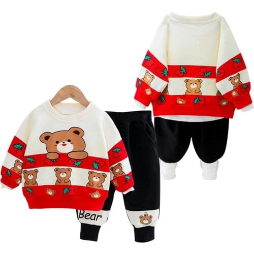 Baby Fashion Trend Suit Kid Wear Color Matching Cartoon Sweater + Trouser Outfit Children Boy Spring Autumn Casual Clothing Set