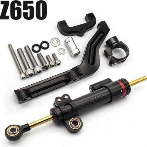 Motorcycle Accessories For Kawasaki Z650 Z 650 2017-2019 Fiber Carbon Steering Damper Stabilizer Bracket Mounting Support Kit
