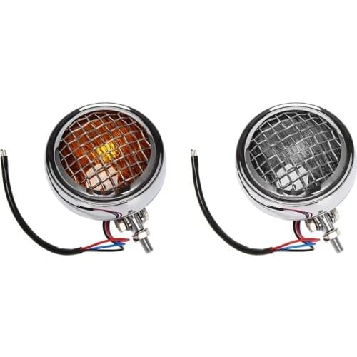 Motorcycle Retro Headlight with Grill Head light lamp Vintage Headlight for Honda Bobber Chopper Touring