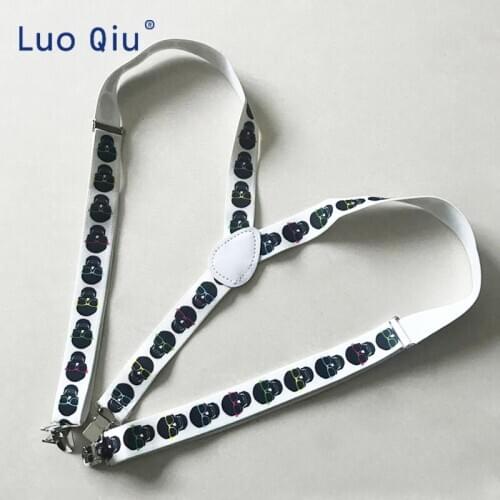 2019 New Fashion Children /Kids Adjustable Clip-on Y-back White Skull Black Suspenders Braces