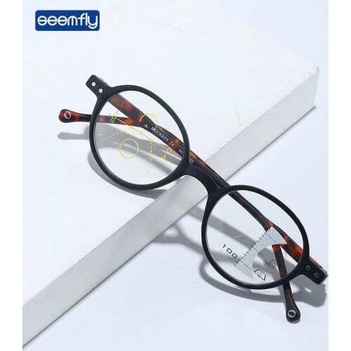Seemfly Retro Anti Blue Light Reading Glasses Smart Zoom HD Progressive Multi-focus Presbyopic Glasses For Elderly Men and Women