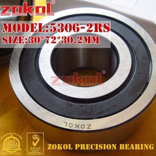 ZOKOL bearing 5306 2RS 3306 2RZ (3056306) Axial Angular Contact Ball Bearing 30*72*30.2mm