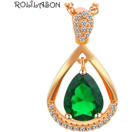 ROLILASON Amazing Green Gold Tone High Quality Fashion Jewelry Pendant LNS632 for Lover
