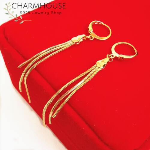 Charmhouse 24K Yellow Gold Color Earrings For Women Long Tassel Earring Top Quality African Jewelry Accessories Wholesale Bijoux