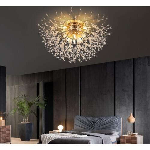 Modern Crystal Dandelion LED Ceiling Lamp Nordic Spark Ball snowflake Ceiling lights Indoor Deco Lamp Living Dining Room Bedroom