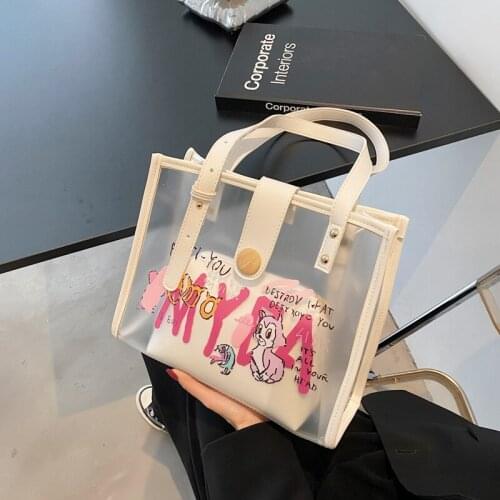 Spring And Summer Womens Bag 2021 Trend Graffiti Single Shoulder Bag Personality Transparent Bags Simple Mother Tote Bags