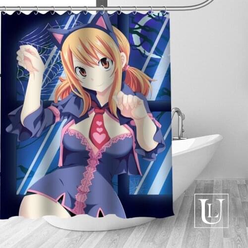 High Quality Custom Fairy Tail Shower Curtain Polyester Fabric Bathroom Curtain Hooks Mildew Resistant Bathroom Decor