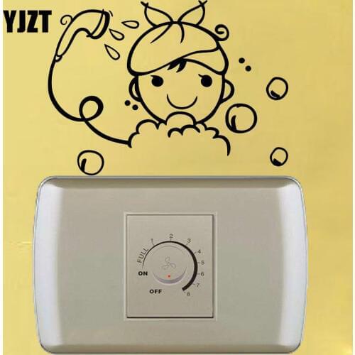 YJZT Cute Children Girl Shower Decor Vinyl Light Switch Stickers Wall Decals Black 8SS-2643