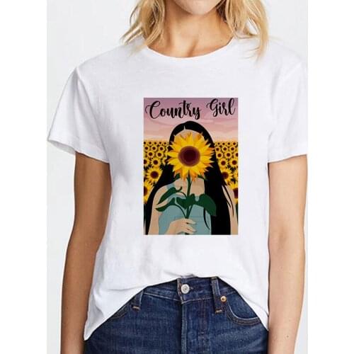 New Summer T Shirt Women Country girl Graphic Tees Chrysanthemum Girl Print Harajuku T-shirt Fashion Short sleeve Tshirt Female