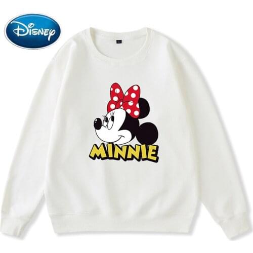 Disney Chic Fashion Minnie Mouse Letter Cartoon Print Unisex Streetwear Women Couples Sweatshirt Long Sleeve Tops 9 Color Female