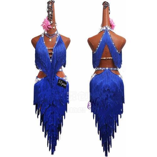 Professional Latin Dance Dress For Women Rhinestone Fringe Samba Costume Salsa Tango Ballroom Competition Dresses