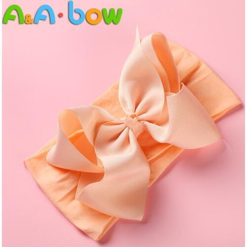 1pcs Ribbon Bows Nylon Headbands For Girls 2019 Fashion Baby Girls Knot Soffest Nylon Head Bands Infants Turban Headwraps