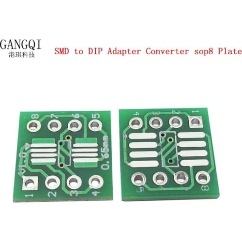 10PCS SOP8 turn DIP8 / SMD to DIP IC adapter Socket SOP8/TSSOP8/SOIC8/SSOP8 Board TO DIP Adapter Converter Plate 0.65mm 1.27mm