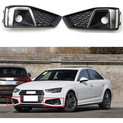 2pcs Front Bumper Fog Light Grill Car for Audi A4L 2018 2019 2020 Fog Lamp Frames Car-styling Lamp Hoods