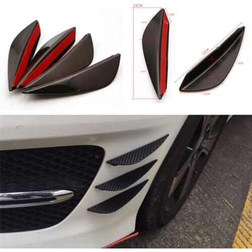 Popular 4PCS Universal Front Bumper Lip Splitter Fins Body Spoiler Canard Valence Chin