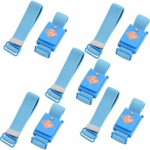 5 Pcs Blue Anti Static ESD Discharge Cordless Wrist Strap Band