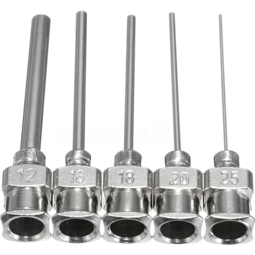 5Pcs Gauge Blunt Stainless Dispensing Syringe Needle Tip 12/16/18/20/25/38G
