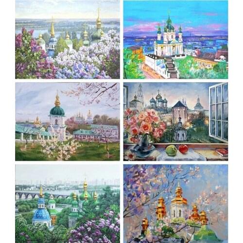 5D Diy Diamond Painting Cross Stitch Full Square/round Drill Landscape Diamond Embroidery Church Mosaic Set Wall Home Decoration