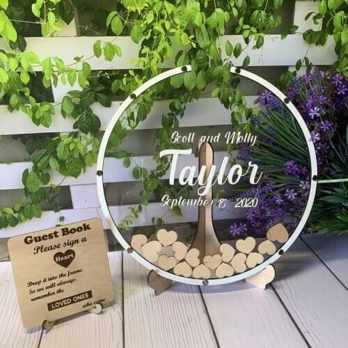 Acrylic round wedding guest book alternative,Acrylic drop top guest book,Circle wood wedding guestbook,Clear wedding sign,Circl