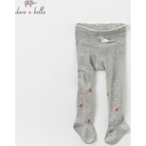 DB13990 dave bella spring infant baby girls lolita dots fruit gray leggings children fashion leggings