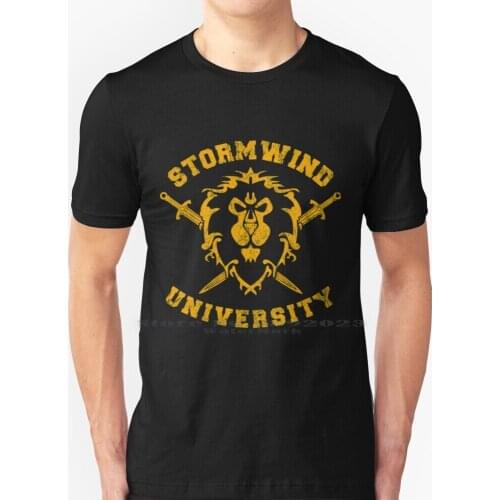 Stormwind University T Shirt 100% Pure Cotton Big Size World Of Wow Druid Moonkin Bear Catform Feral Alliance Tauren Horde