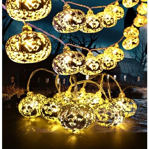 Halloween Pumpkin String Light Halloween LED Decorative Light Outdoor Waterproof Light Strings for Garden Yard Living Room Party