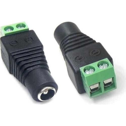 Female DC Connector Adapter Plug Connector for CCTV Camera DVR Led Strips 5050/3528 single color Led strip Accessories