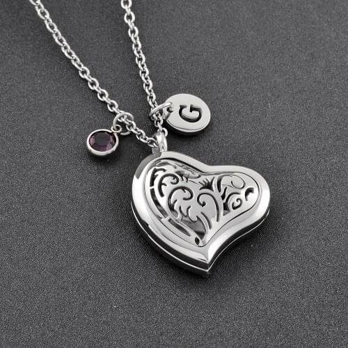 IJPD022 Heart Diffuser Essential Oil Locket DIY Alphabet Constellations Stainless Steel Aromatherapy Pendant Necklace Free Pads