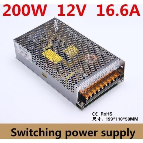 200W 12V 16.6A Single Output Switching power supply for LED Strip CNC 3D Print,equipment power supply Input ac 110-220V