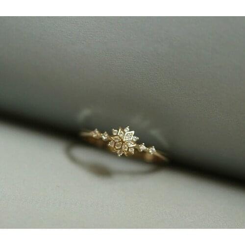 Dainty Cute Womens Snowflake Rings Delicate Rings Rings Wedding Jewelry Snow Flower Floral Finger Rings Fine Jewelry Rings