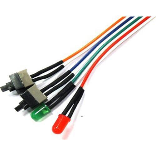 Power Cable ATX PC Compute Motherboard Power Cable 2 Switch On/Off/Reset with LED Light 68CM 18Sep29