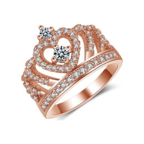 Crown Fashion gold Siulver Ring White Zircon Filled Jewelry Vintage Wedding Rings For Women