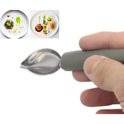 French Saucier Spoons Chef Decoration Pencil Western Desserts Stainless Steel Plating Art Draw Sauce Coffee Spoons Kitchen Tools