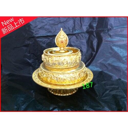 Tantric craft supplies Nepal plated copper disk trumpet Manzanar four-plus lines / for Mandala / with tray