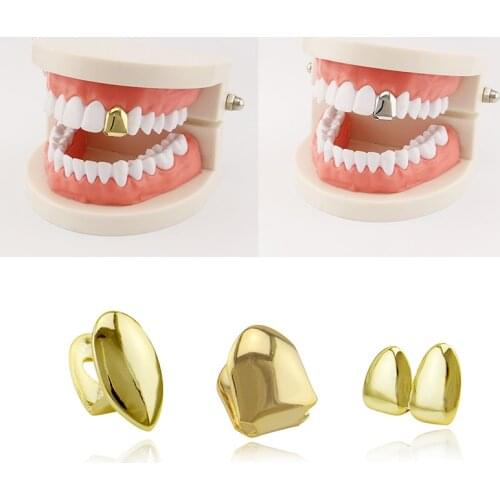 1 Pc Metal Gold Silver Color Hip Hop Teeth Grillz for Women Men Rapper Unisex Tooth Cap Dental Grills Punk Body Jewelry Gifts