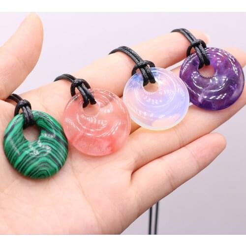 Fashion Big Hole Beads Necklace Natrual Agates Stone Pendant Necklace for Women Jewerly Making DIY Party Exquisite Gift 30x30mm