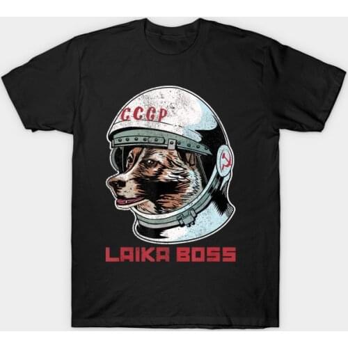 LAIKA BOSS CCCP Dog T-Shirt Soviet Russia USSR Space Mens T Shirt