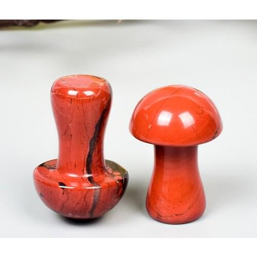 Natural Red Jasper Stone Carved Mini Mushroom Statue Hand Polished Healing Decor Trinket Figurine Room Fountain Garden Ornament
