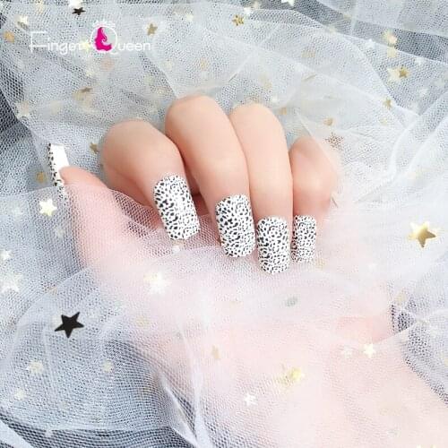 24pcs Box Artificial Nails With Design Reusable False Nails White Bright Pattern Luxurious Retro Sticker Halloween Black