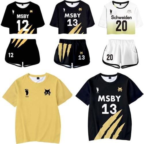 New ! Anime Haikyuu Cosplay Costume Summer School MSBY Volleyball Team Jersey Tshirt Men Women Karasuno Koukou Sportswear C42M2
