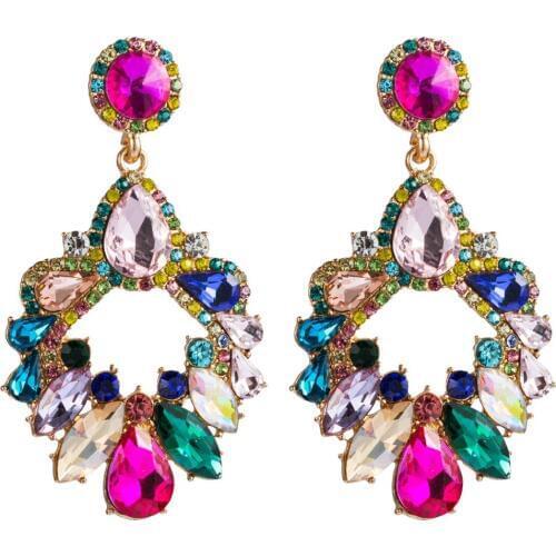 New Design Multicolors Resin Crystal Water Drop Dangle Earrings Jewelry Hot Sale Women Statement Earrings Accessories