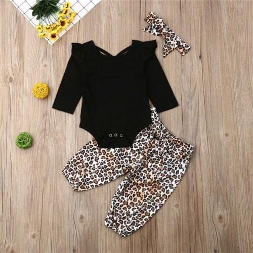 Baby Girl Clothes Leopard print Newborn Baby Girl Outfits Set Cute Fashion Infant Girl Clothing With Headband Spring Autumn Set