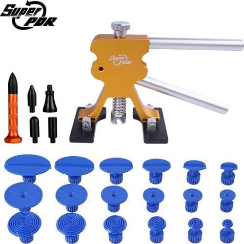 PDR Tools Golden Dent Lifter 18 PDR Puller Tabs 5 Nozzles Tap down Pen for Car Dent Removal Paintless Dent Repair